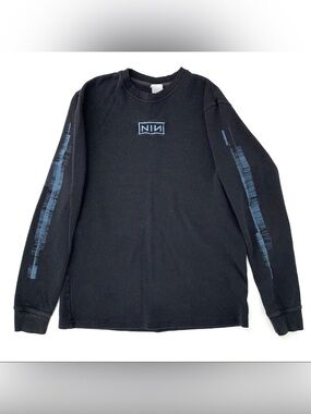 Vintage NIN Nine Inch Nails With Teeth Rock Long Sleeve Thermal Sweatshirt Sz L